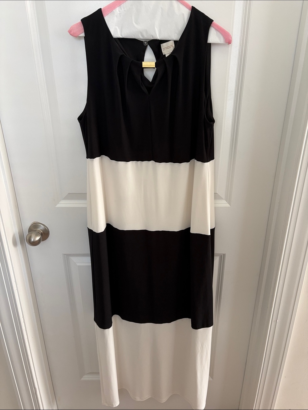 Chico's Black and White Sleeveless Maxi Colorblock Dress